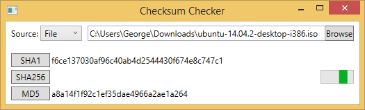 Checksum checker calculating a hash